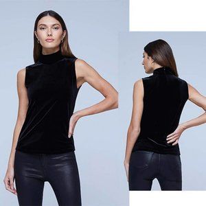 L'agence Carlissa Velvet Sleeveless Turtleneck Top Women's Black Size: M NWT